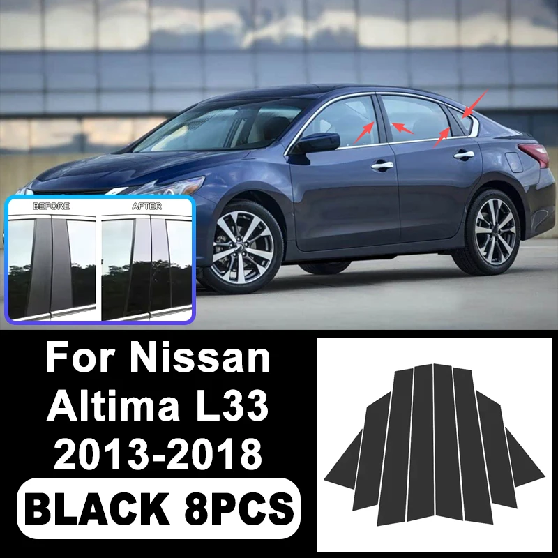 

For Nissan Altima L33 2013-2018 B/C Pillar Stickers -PC Window Decorative Trim for Middle Pillar,Car Accessories 2014 2015 2016
