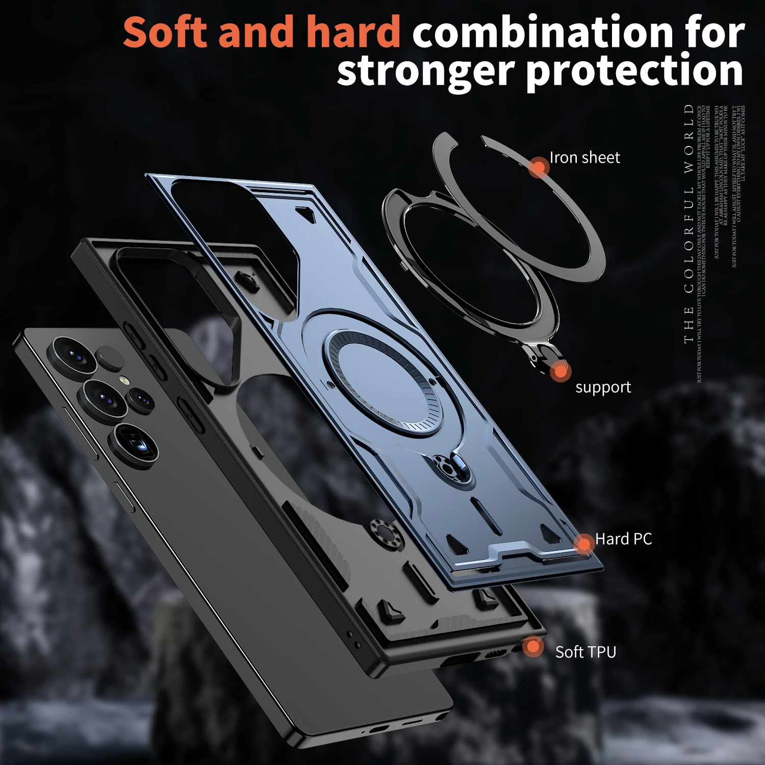 لسامسونج غالاكسي S21 S22 S23 S24 S25 الترا بلس البلاستيك الصلب قذيفة بولي TPU الدورية قوس جراب هاتف قذيفة شحن المغناطيسي #4