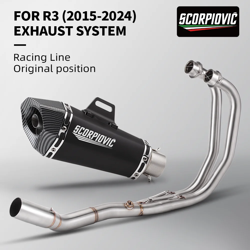 

High quality motorcycle FOR R3 Slip on tail muffler full exhaust R3 system (2015-2024) Racing LineOriginal position
