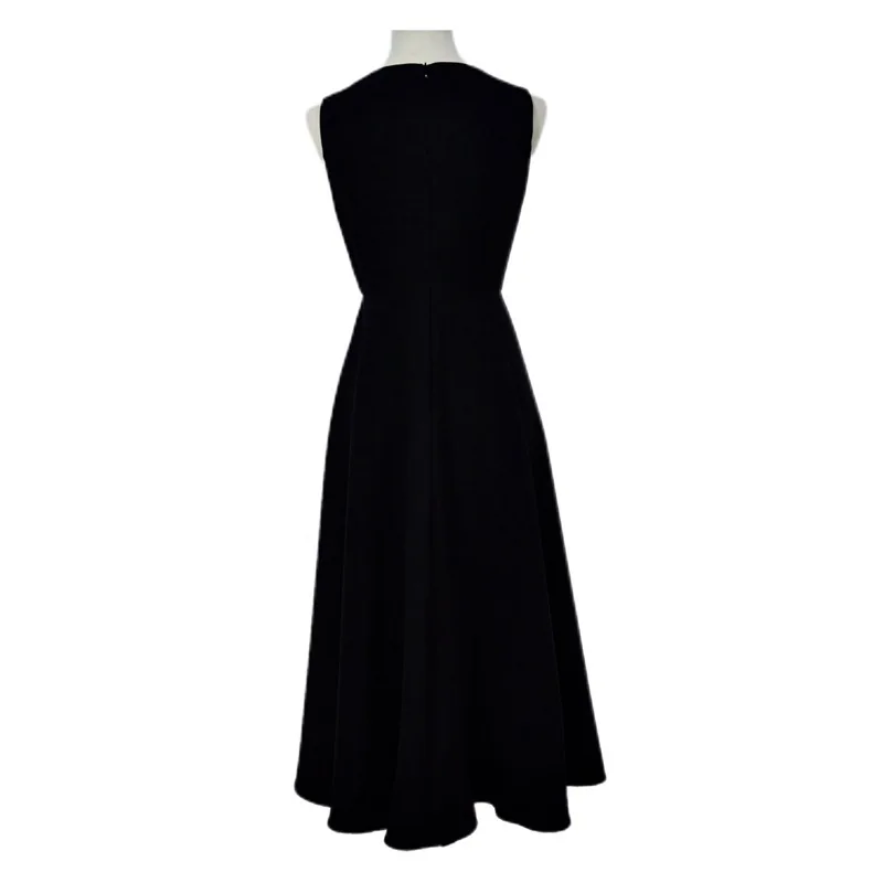 Wysokiej jakości letnie i jesienne sukienki damskie w kwiaty, bez rękawów, typu kamizelka, plisowane, z nadrukiem, eleganckie sukienki wieczorowe na studniówkę, czarne, markowe.