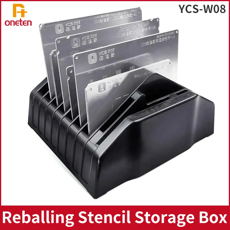 YCS-W08 Reballing Stencil Storage Box For Mobile Phone Mainboard Chip Rework Convenient Fast Access Tin Mesh Plastic Storage Box