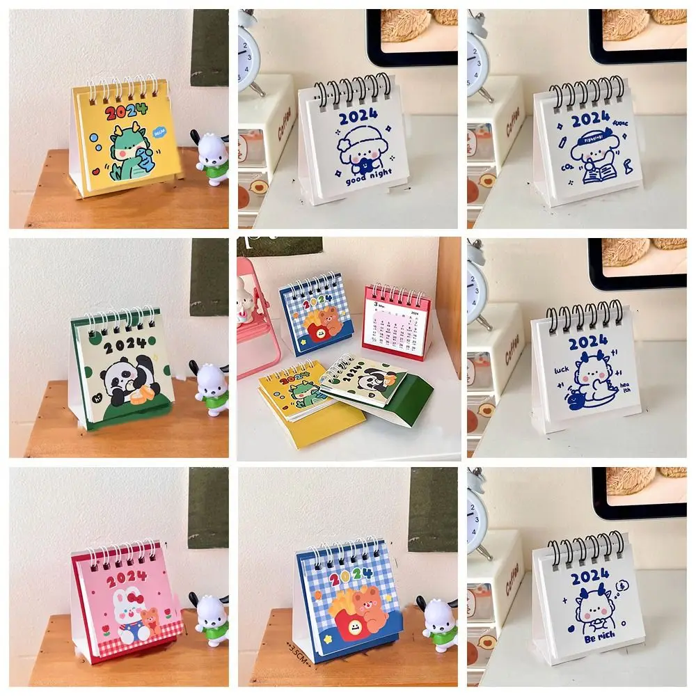 Practical Agenda Organizer 2024 Calendar Animal Schedule Planner Mini Desktop Calendar Mini Coil Notepad Daily Agenda Planner