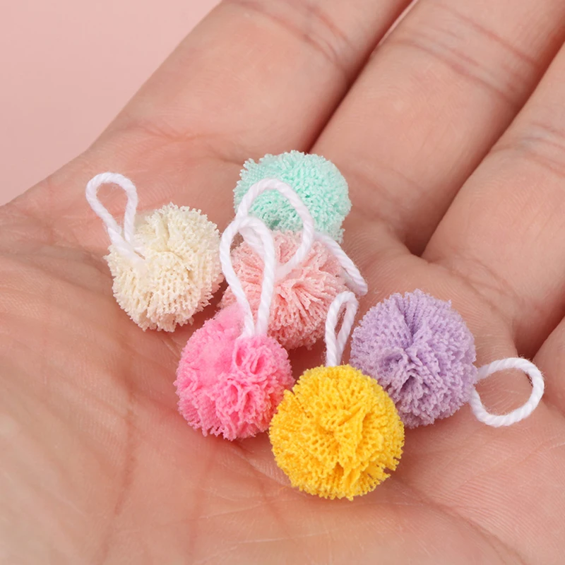 3Pcs Doll House Mini Simulation Bath Ball Towel Small Cloth Doll Miniature Bathroom Scene Bath Flower Model Decor Accessories