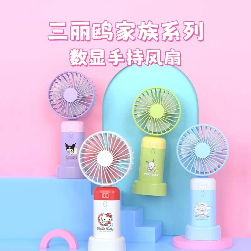 

Summer Hello Kitty Cinnamoroll Anime Kawaii Sanrio Digital Display Handheld Fan Cute Baby Portable Fan Lovely Gifts for Kids