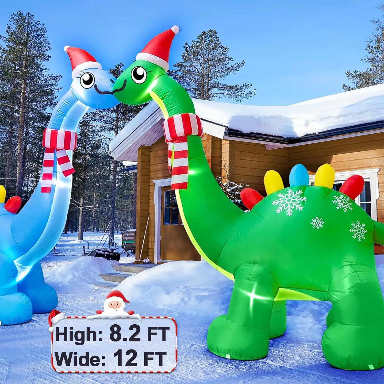 Christmas Inflatable Dinosaur Archway, 12FT, with Bright LED Lights Included