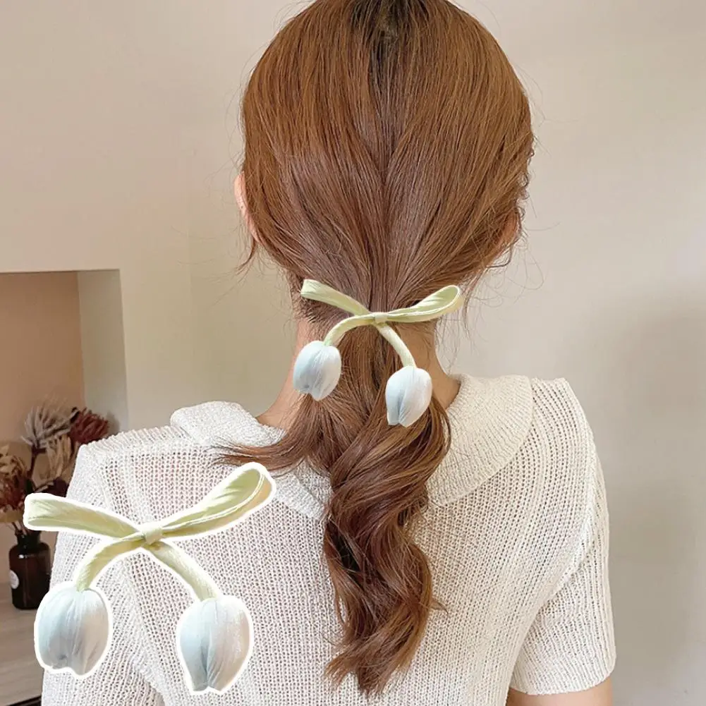

Diy Fabric Tulip Accessories Handmade Tulip Bud Ribbon Strap Diy Hair Accessory Curtain Tieback Fashionable Home Decoration