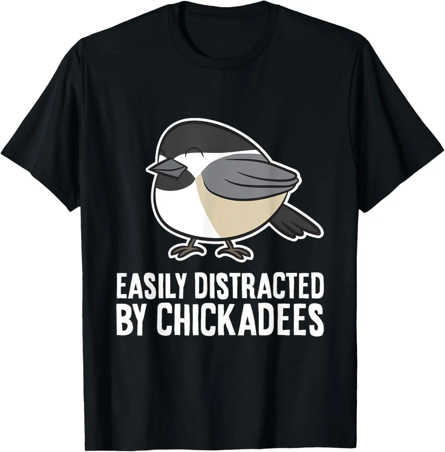 

Футболка Chickadee Bird с черной крышкой, легко отвлекаемая от цыплят