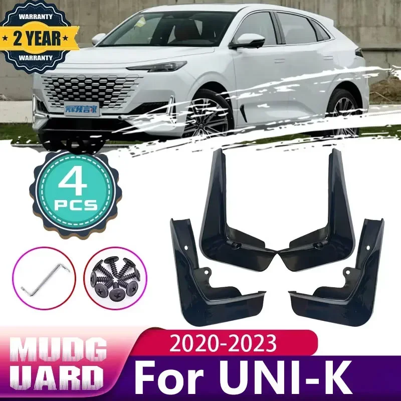 Carro Mudflaps Fender para Changan UNI K, Guarda-lamas Splash Guards, Baking Paint, Mud Flaps Adesivo, UNI-K Acessórios, 2020 ~ 2023, 4 Pcs