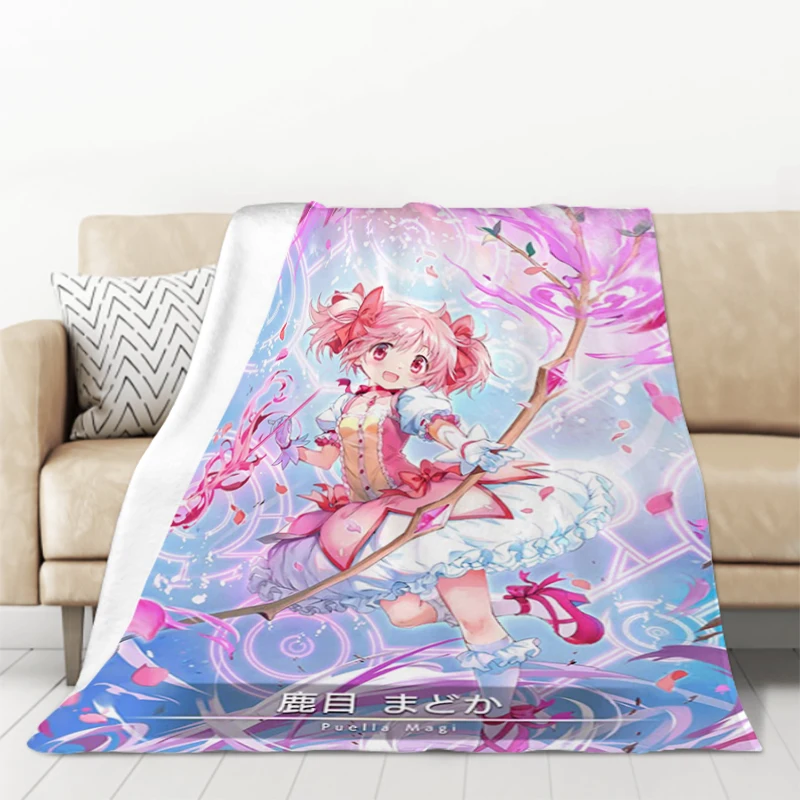 Puella Magi Madoka Magica Microfiber Bedding Fleece Blanket Fluffy Sofa Blankets & Throws Catnap King Lid Knee Bed Throw Soft