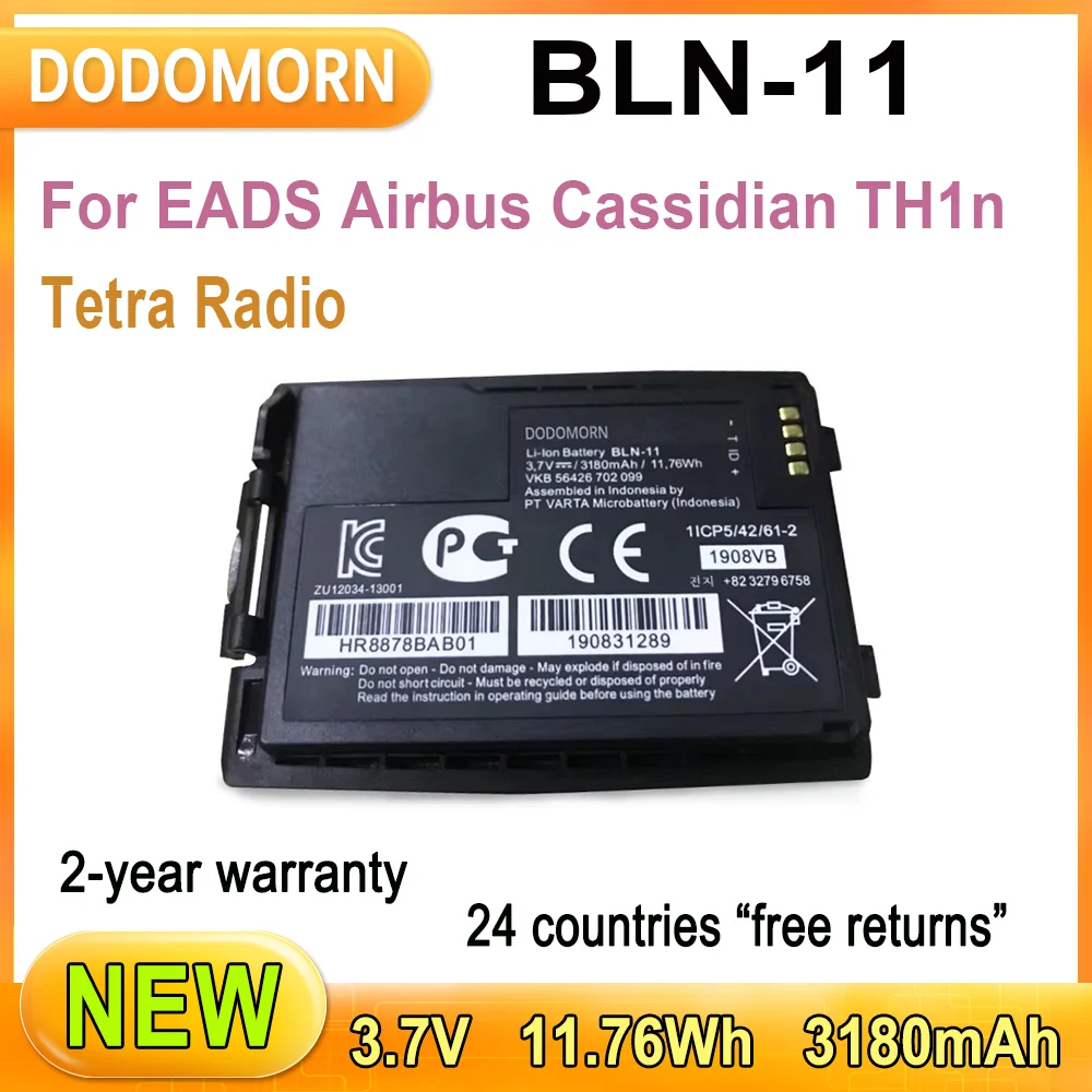 

New BLN-11 For EADS Airbus Cassidian TH1n Tetra Radio High Quality Battery 1ICP5/42/61-2 11.76Wh 3180mAh 3.7V 2 Year Warranty