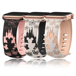 Band For Apple Watch Series 10 8 9 7 SE 6 5 4 Ultra 45mm 44mm 42mm 46mm 49mm 41mm 40mm Silicone Engraved Bracelet Correa Straps