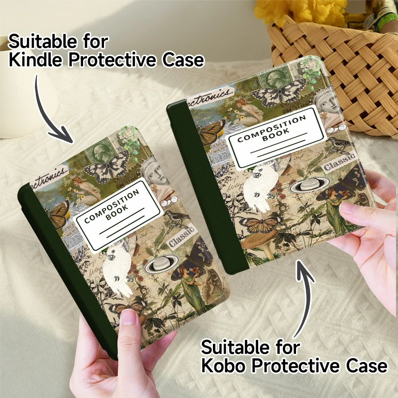 Universal case for Kobo Clara BW/Libra Colour & Kindle Paperwhite 5，Kindle 10/11/12，Auto wake/sleep，Durable synthetic leather