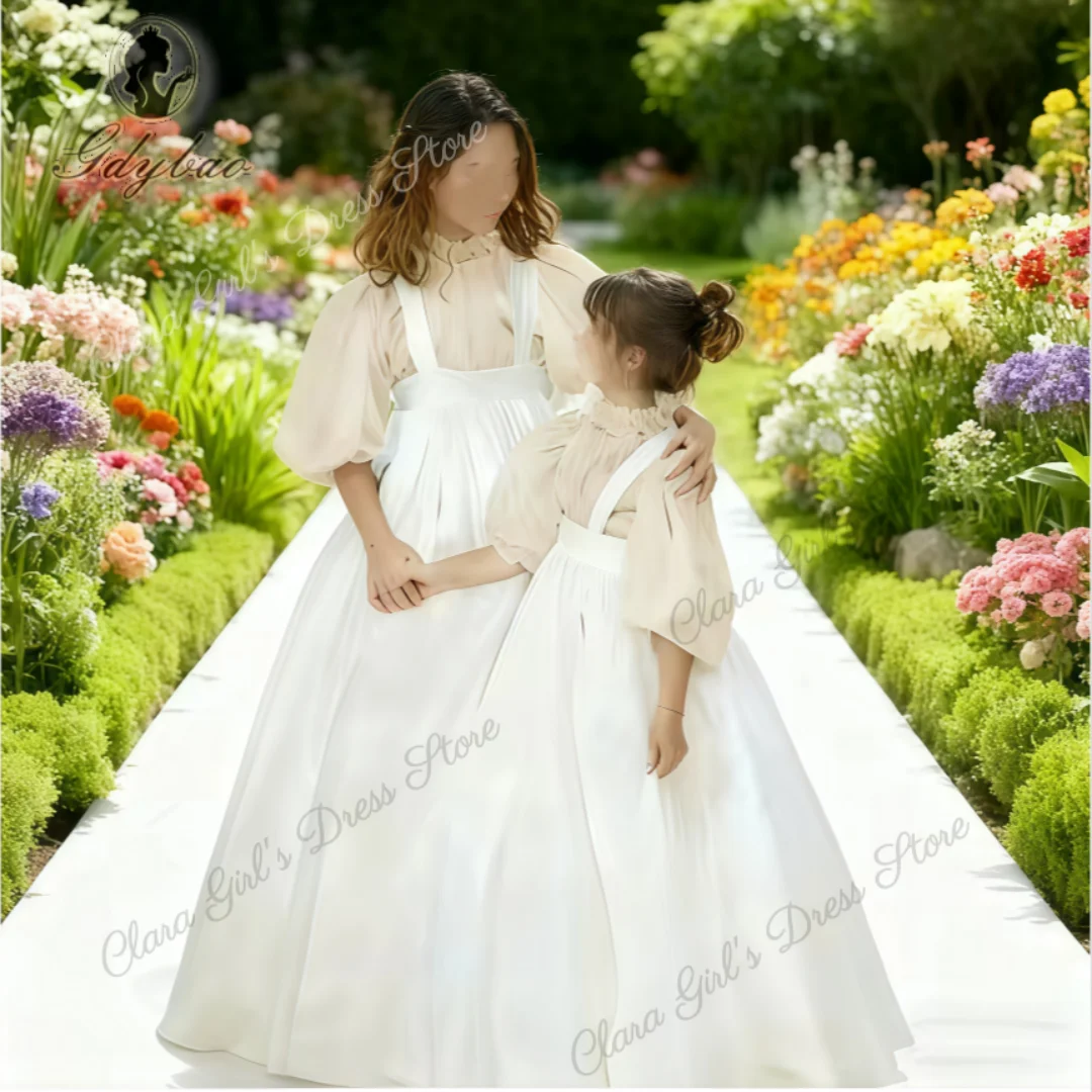 Abito da Damigella a Due Pezzi di Alta Qualità con Tulle e Taffetà, Vestito da Principessa per Matrimoni e Feste Serali