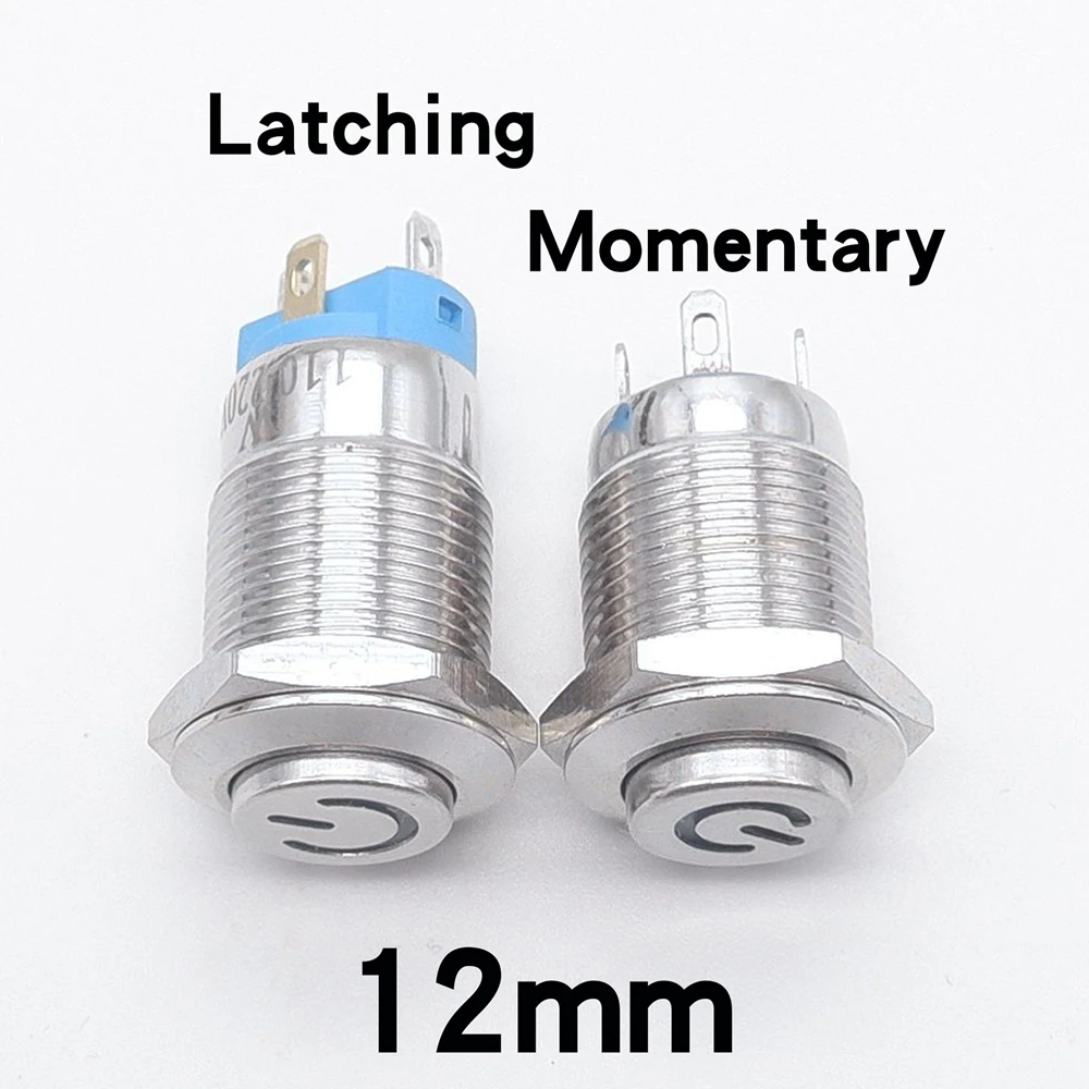 12mm 16mm 19mm 22mm metal button switch high head open close start button  6v 12v 24v 110v 220v waterproof Power control on off