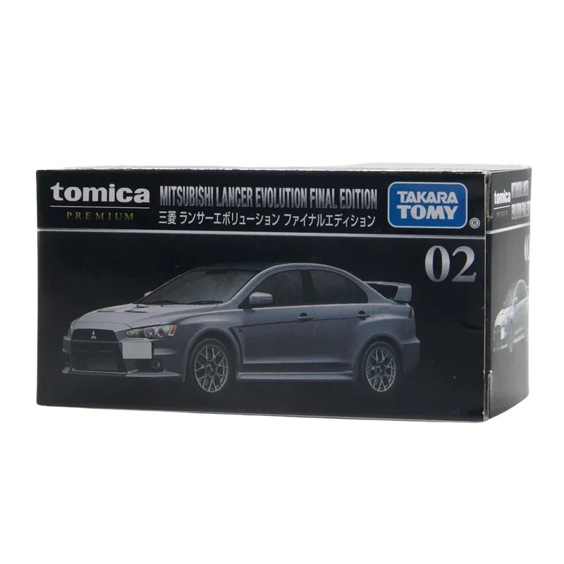 TAKARA TOMY diecast alloy car toy flagship black box TP02 Mitsubishi Lancer EVO coupe decorative ornament, a gift for children.