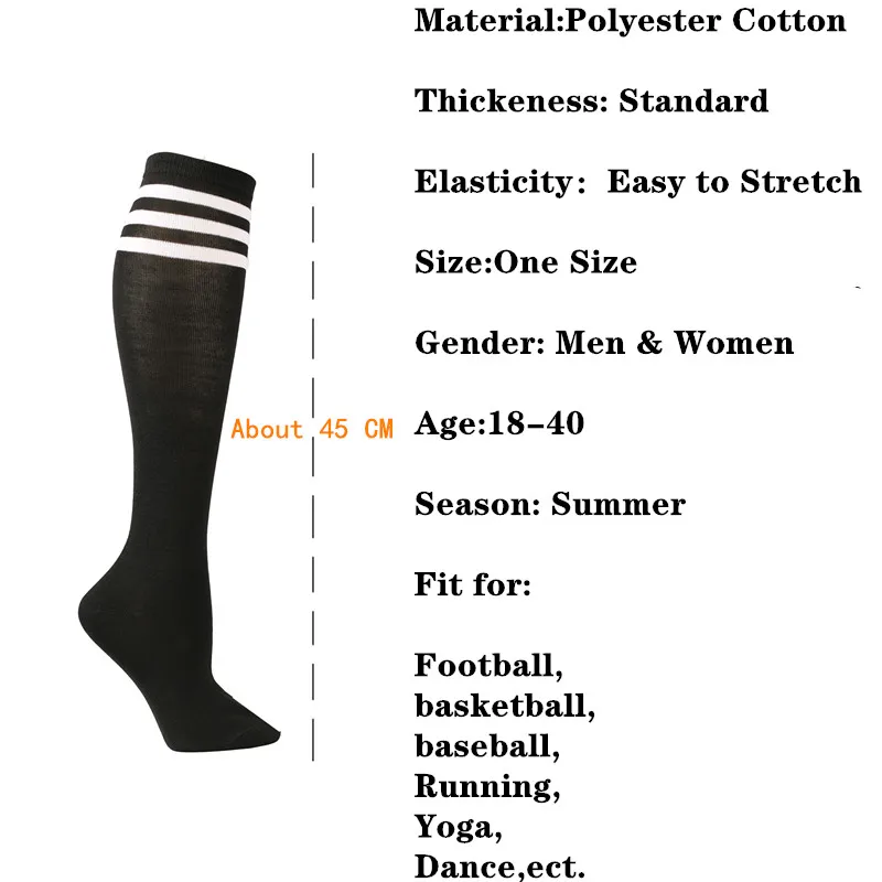 Unisex Kompressionssocken Fußballsocken Rutschfeste lange Röhre Kniestrümpfe Socken Gestreifte Fußballsocken Laufsportsocken – Detail 7