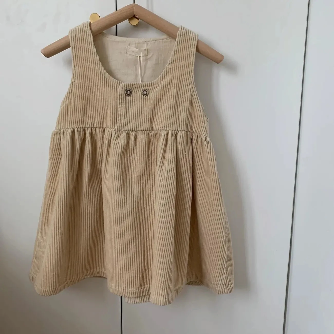 Baby Girls Sleeveless Dress Spring and Autumn New Baby Corduroy Dress Children\'s Lapel Loose Dress+T-shirt Set Kids Clothing Set