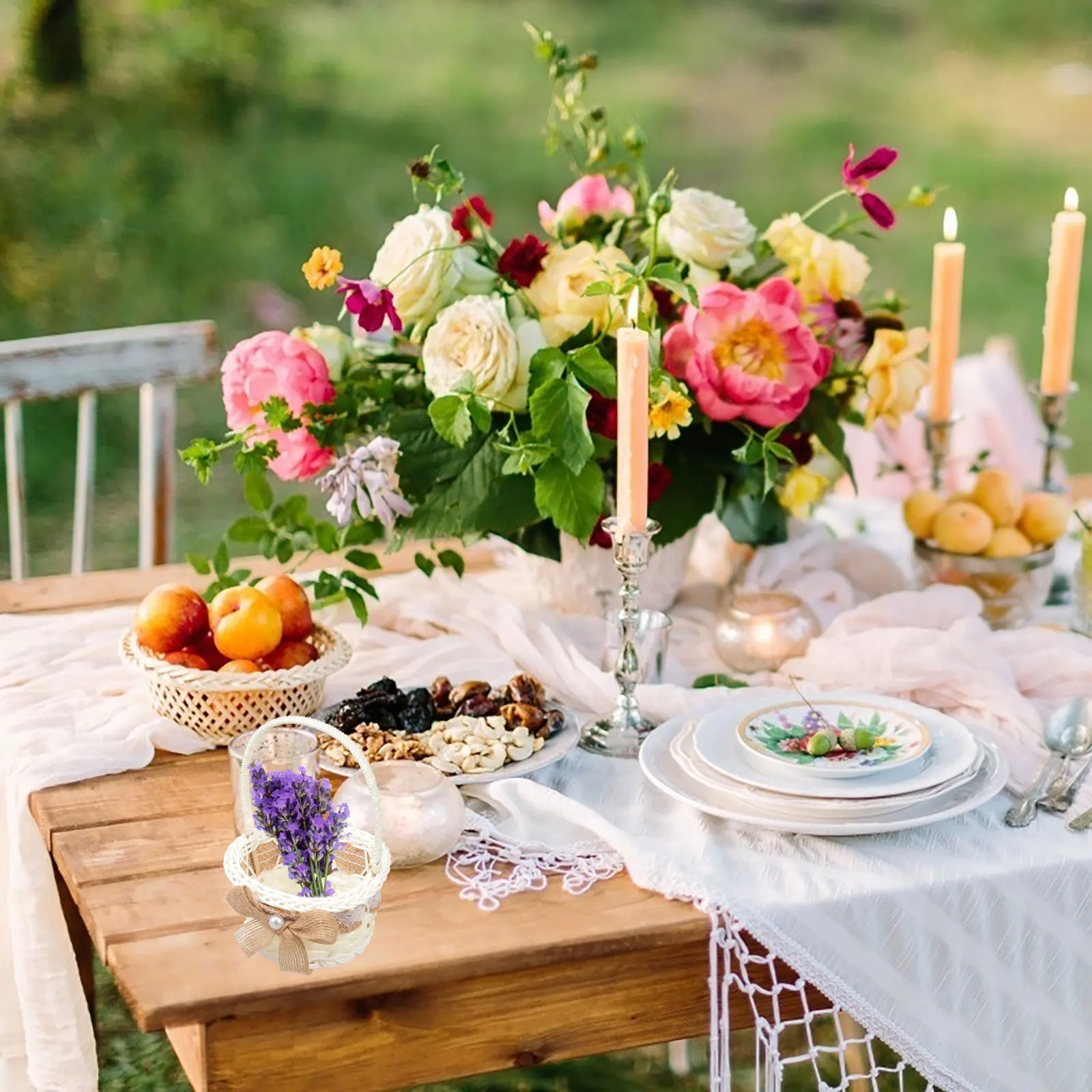 

1pcs Elegant Flower Girl Handheld Basket Bridal Petal Storage Container Gift Ceremony Decoration Party Event Beach Wedding Baby