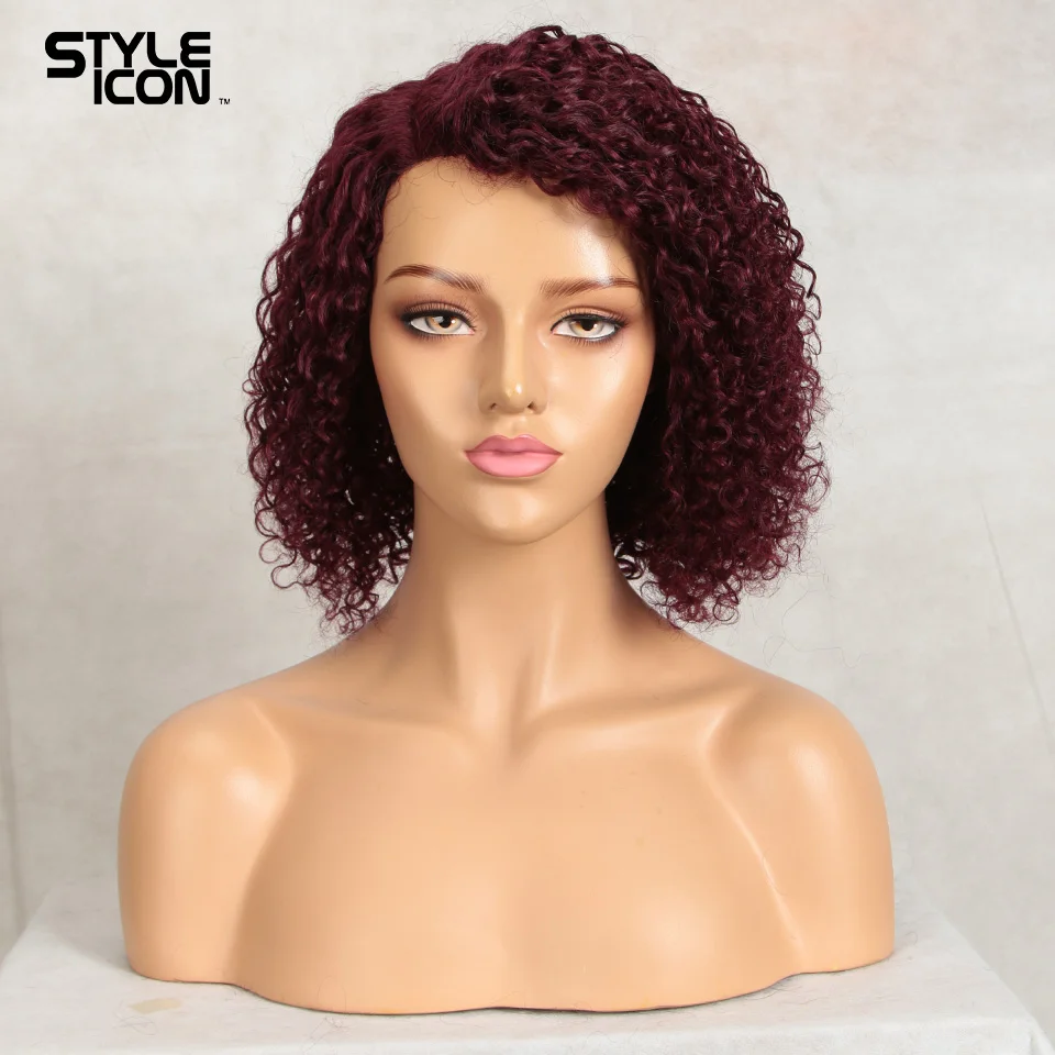 Part Lace Curly Human Hair Wigs Real Wet and Wavy Human Hair Wig Styleicon Wet Wavy Short Wigs #2 #4 Natural Color