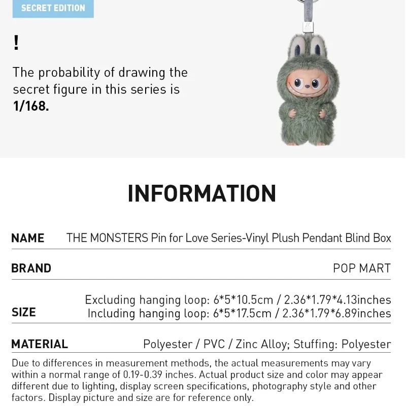100 % authentische POP MART THE MONSTERS Mini Labubu Secret Code Series Weiches Vinyl-Plüsch-Schlüsselanhänger-Blindbox