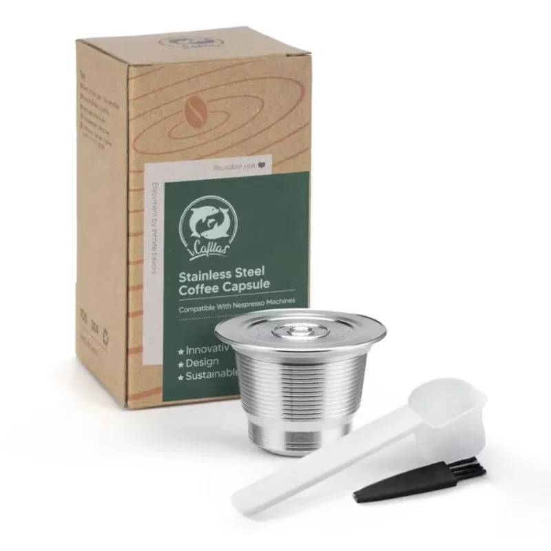 Icafiras Nespresso Wiederverwendbare Kaffeekapsel aus Edelstahl, Nachfüllbare Filter Passend für Inissia & Pixie Kaffeemaschinen, Dosiering