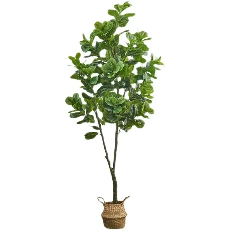 Tropical Tree Large Artificial Plant Banyan Potted Plant Real Touch Banyan False Palm Leaf Bonsai For Home Garden Decoration