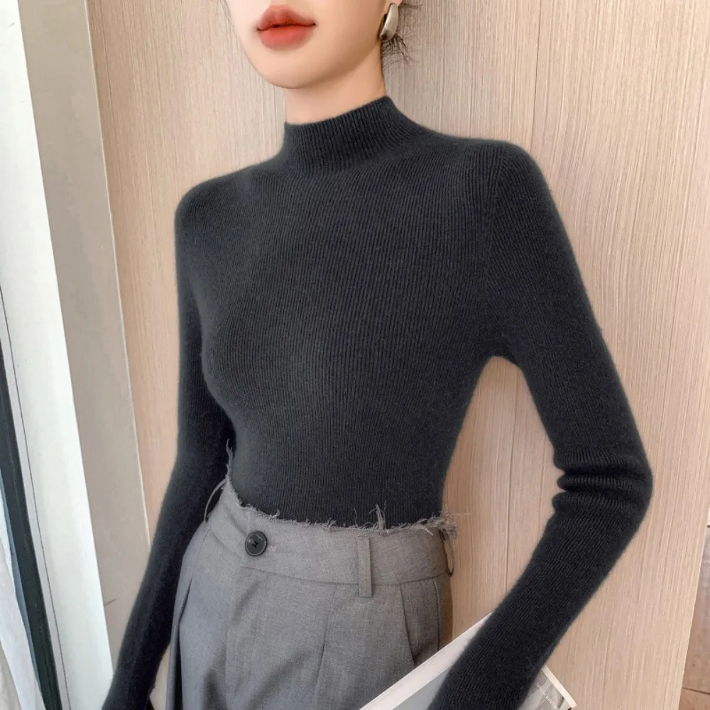 Women's Sweater Stand Up Collar Long Sleeved Top, Autumn Fashion Trend, Commuting Office, Can Be Worn Inside or Outside