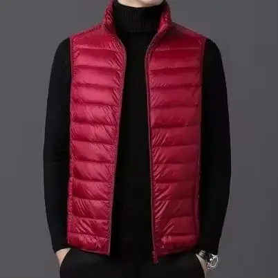 Autumn Men's Casual Vest Zip Stand Neck Sleeveless Jacket Winter Warm Padded Coats for Men Outerwear Tops Lightweight Outerwear