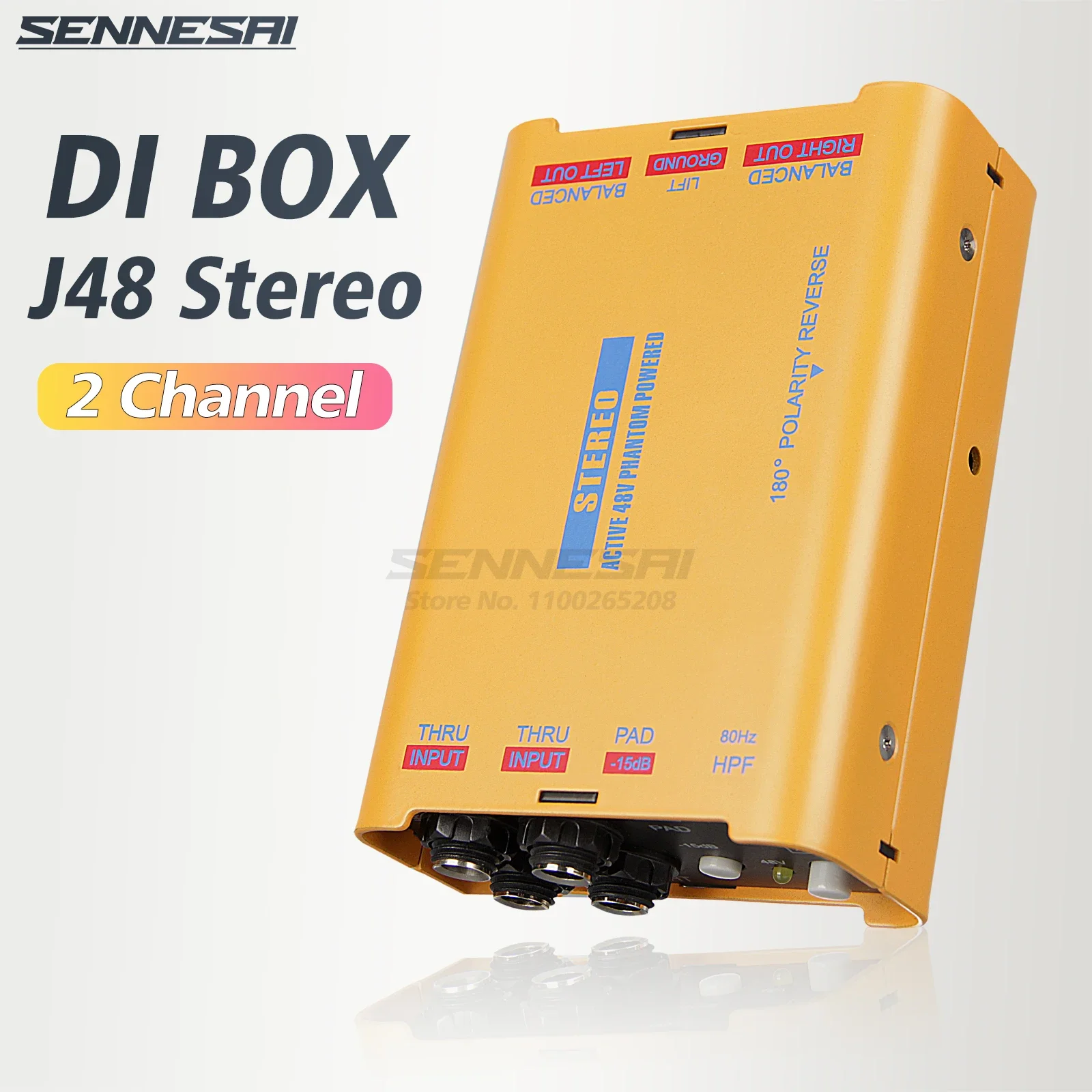 NEW！J48 Stereo Direct Box，For Guitar Bass Instrument audio Recording And stage performanc，Active Di Box Two Channel Isolator。