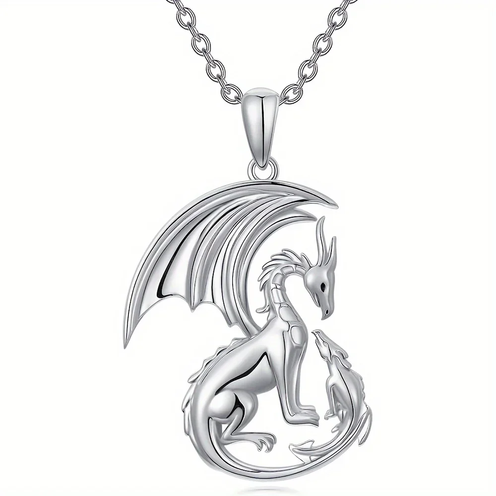 Fashion1pc Exquisite Fashion Flying Dragon Father Son Pendant Necklace, Cool Trendy Jewelry Accessories, Christmas Birthday Part