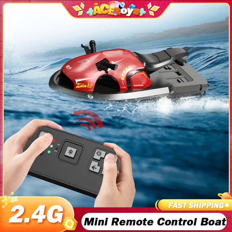 Mini RC Boat Remote Control Motorboat 2.4GHz Speedboat Waterproof USB Charge Swimming Pool Bathing Toys for Boys Birthday