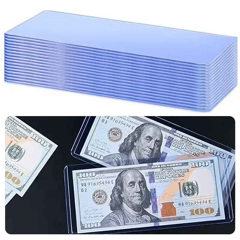 6PCS Transparent Banknote Protection Sleeves Waterproof Dustproof Plastic Currency Holders Bill Organizer Storage Display ZYF