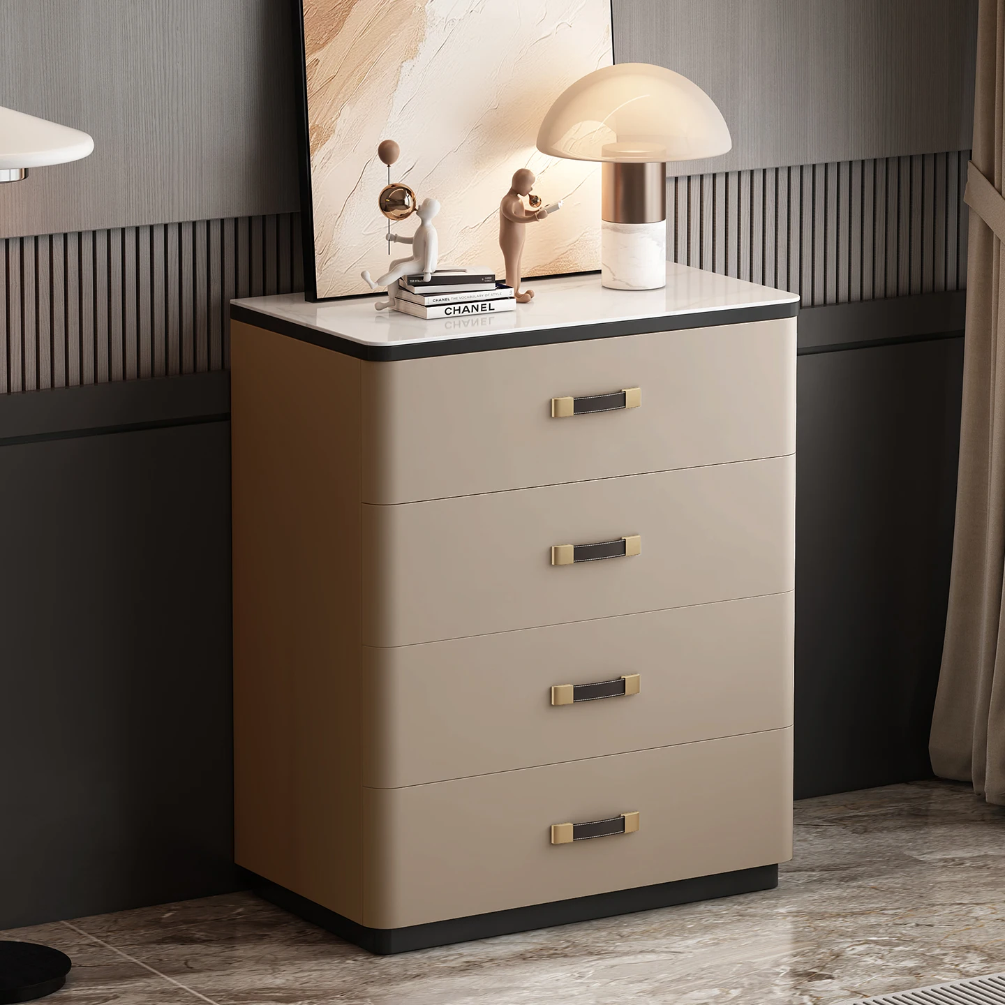 All solid wood light luxury five buckets simple storage dense lock bedroom living room large capacity four buckets