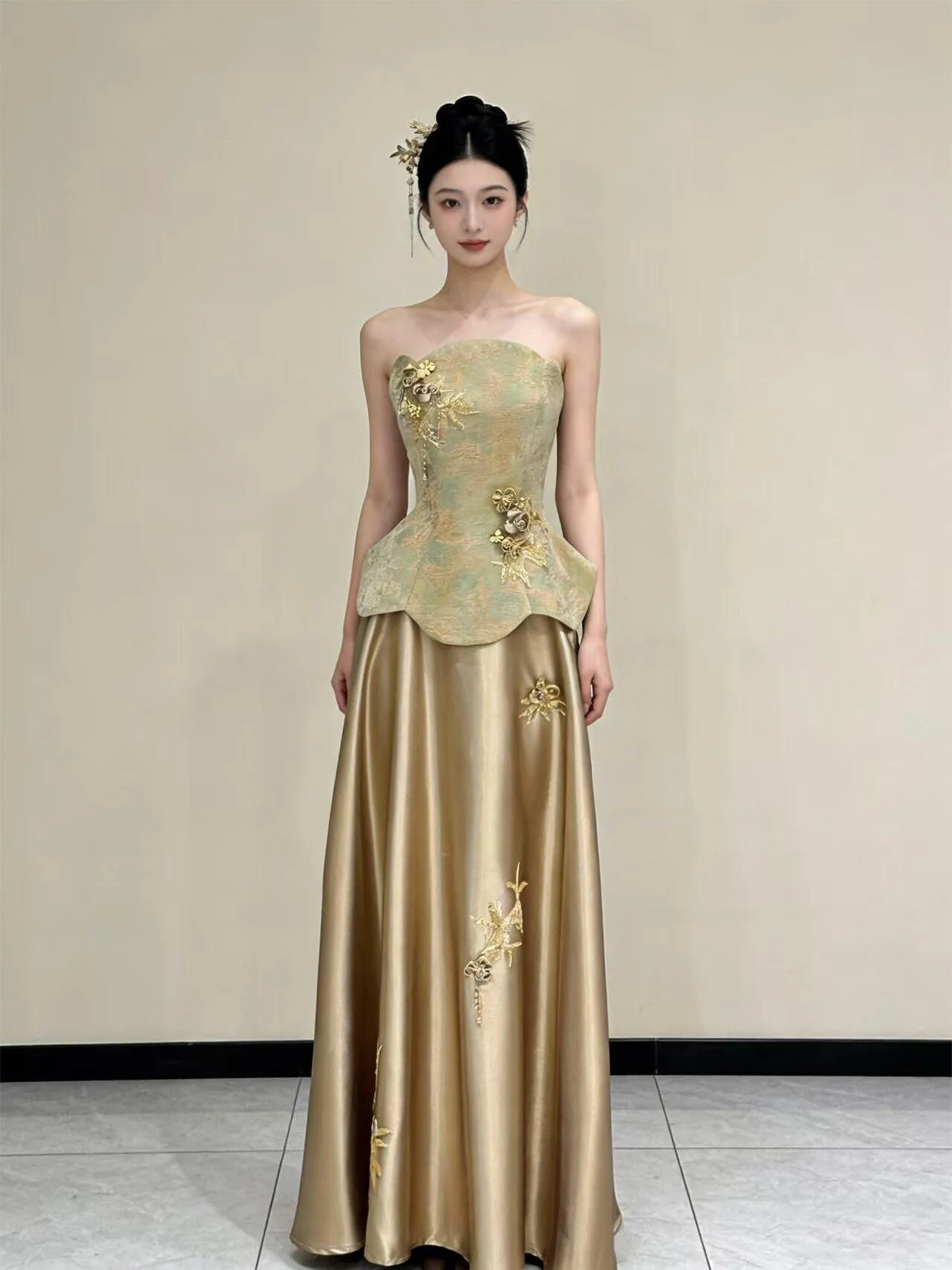 

Новое свадебное платье в китайском стиле для женщин, длинное вечернее платье для помолвки, винтажное свадебное платье с эффектом ретро