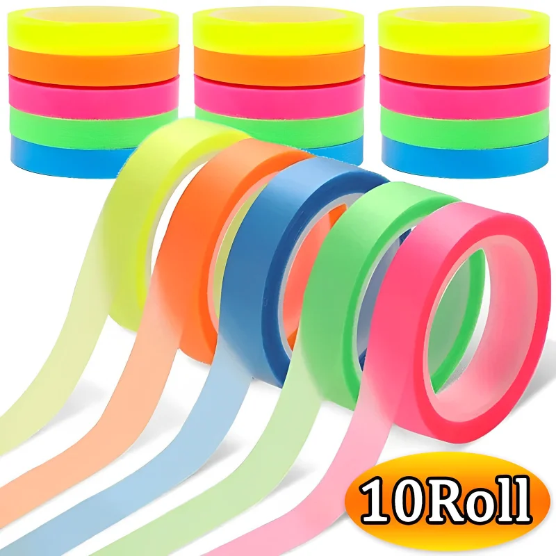 10/1Roll Marking Stickers Transparent Fluorescent Tape Index Tabs Taking Note Label Children Gift School Office Highlighter Tape