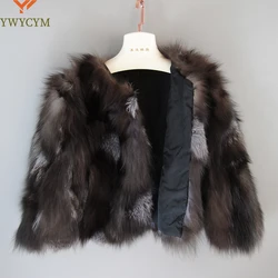 Hot Sale Women Real Silver Fox Fur Coats Winter Warm Natural Fox Fur Jackets Russian Lady Short Style Genuine Fox Fur Outerwears