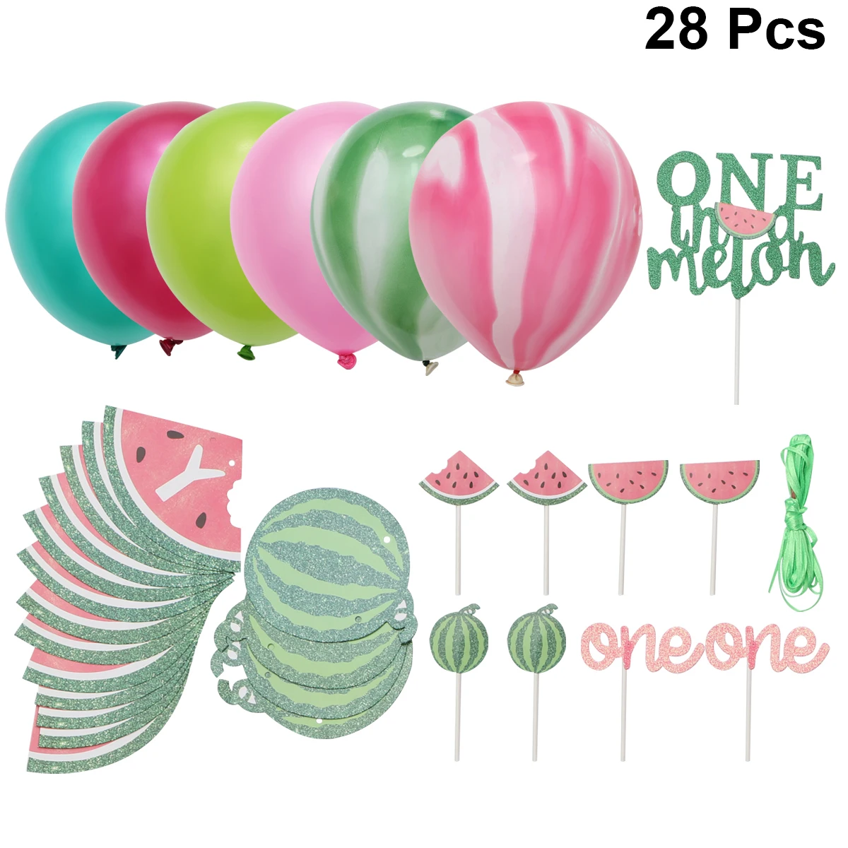 

28pcs Dessert Dessert Table Decoration Decoration Watermelon Themed Balloons Cake Topper Party Supplies Sweet Table Decor