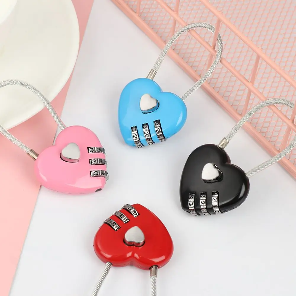 Case Supply Zinc Alloy Luggage Valentine's Day Code Dial Combination Security Tool 3 Digit Password Heart Shaped Lock Padlock