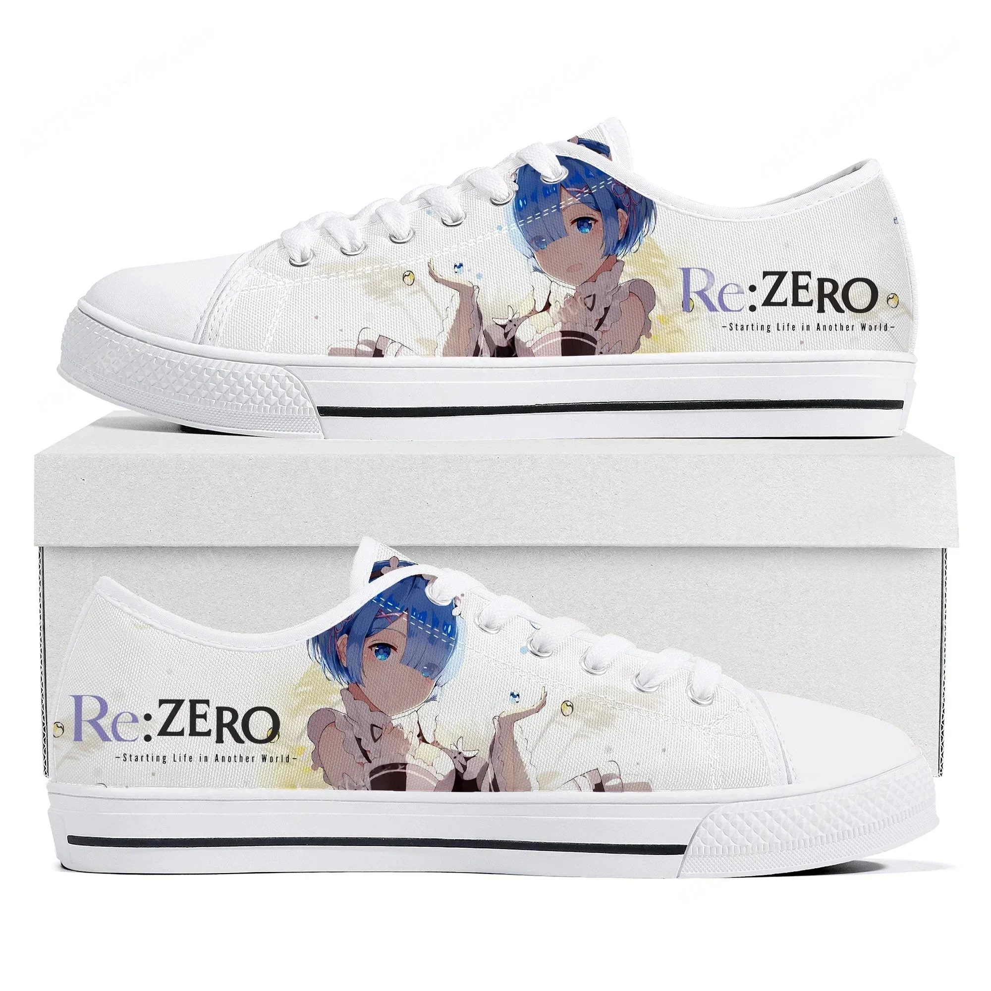 Zapatillas bajas Rem Ram para mujer, hombre, adolescente, Re:Zero, zapatillas de lona de alta calidad, zapatos personalizados para parejas, Anime, cómics, Manga