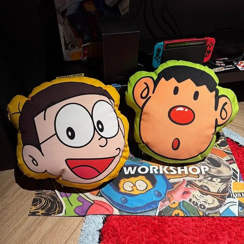Almohada de Peluche de Doraemon, Nobita, Gouta y Takeshi de Aproximadamente 40 cm, Relleno de Algodón PP, para Sofá, Cama, Decoración, Cojín para Silla de Oficina