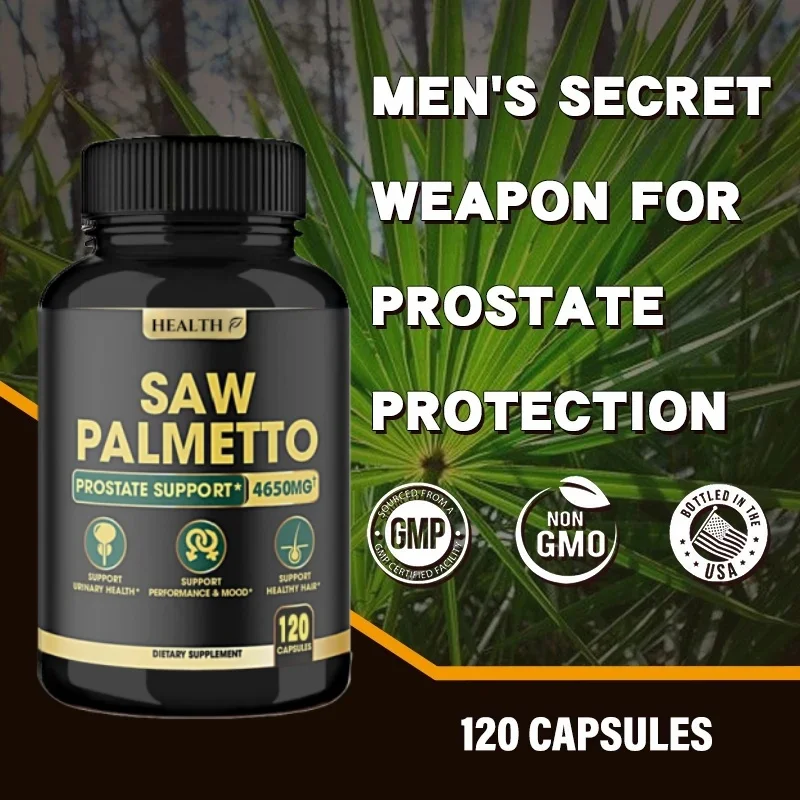 Cápsulas de Palmetto de sierra Natural, combinado con aswagandha, cúrcuma, Tribulus, Maca, té verde, jengibre, soporte Natural para próstata