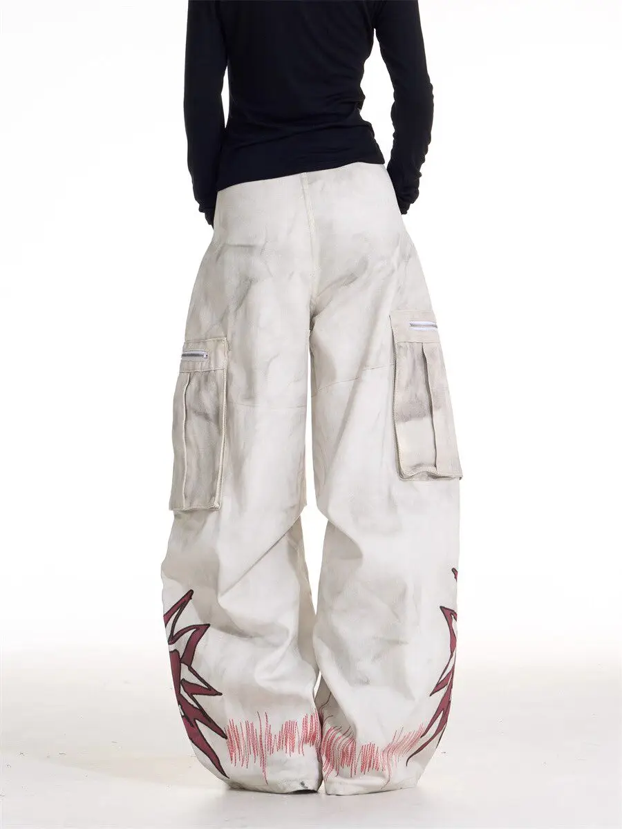 White Jeans Women Y2K Baggy Woman Vintage High Waisted Jeans Straight Streetwear Casual Loose Big Size Wide Leg Denim Pants