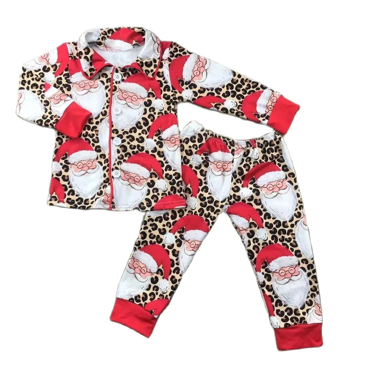 Zwarte Kerstman Jongens Meisjes Van Kleding Kerst Kids Boetiek Lange Pyjama Sets Voor Kinderen Herfst Katoen 0-14 Jaar Oud