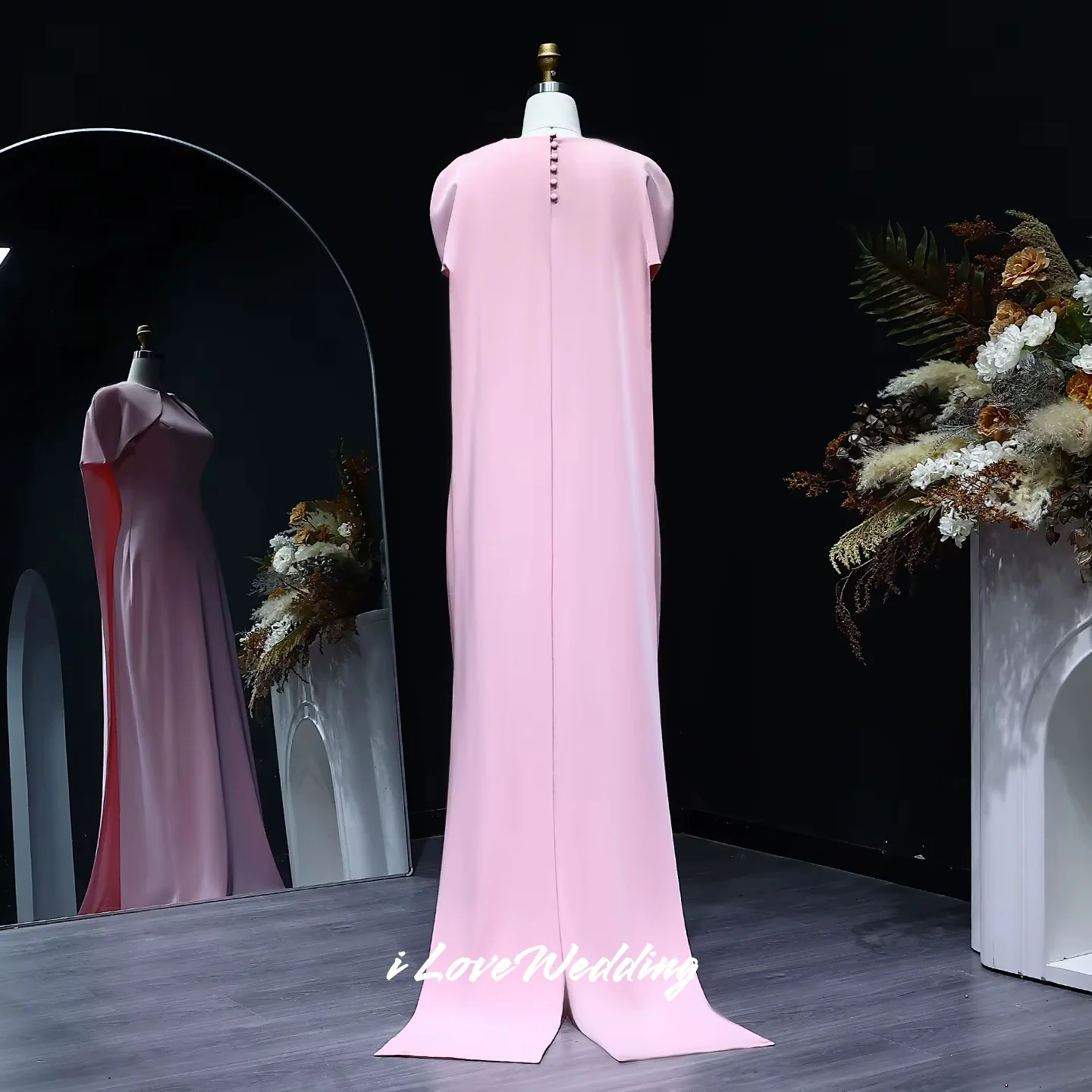 Roxo o-pescoço vestidos de noite 2025 cetim xale mangas capa sereia plissado dubai até o chão vestidos de festa de casamento personalizado