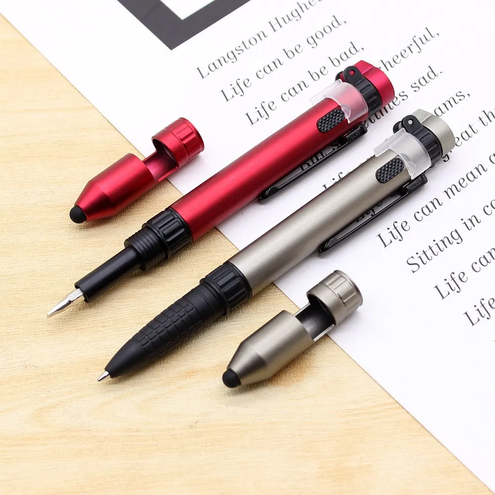 Originality Compass ball pen outdoor multifunction Screwdriver tool mobile phone support touch screenS LED light LuminousS pen