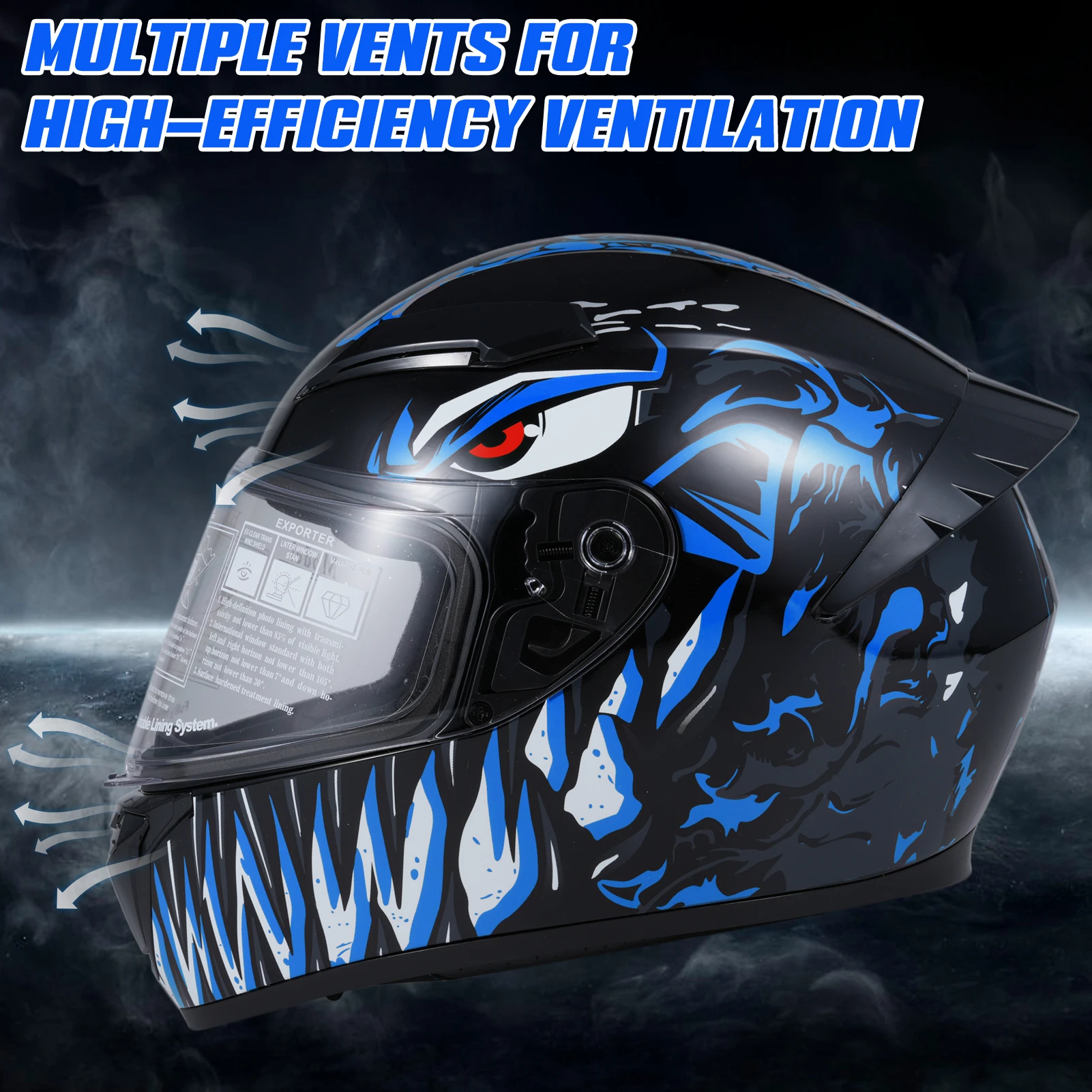 

Full Face Motorcycle Helmet Street Bike Helmet for Men Women Unisex Good Breathability with Safety Buckle