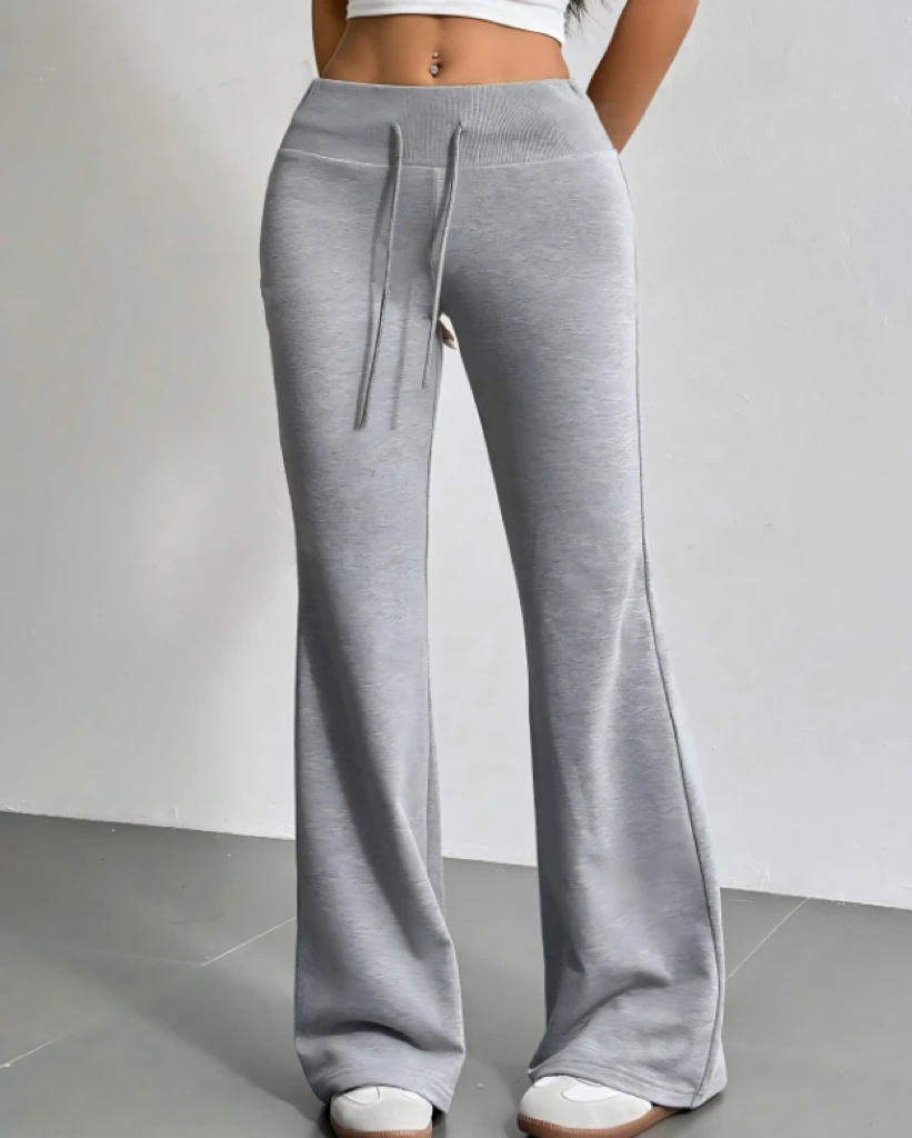 الخريف والشتاء جديد بلون الرباط المرأة جرس قيعان عارضة أزياء خلع الملابس