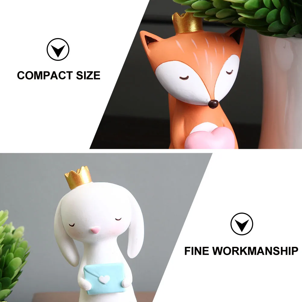 

3pcs Resin Craft Decor Desktop Animal Holding Flower Adornment Compact Size Durable Resin Animal Decor Home Office Restaurant