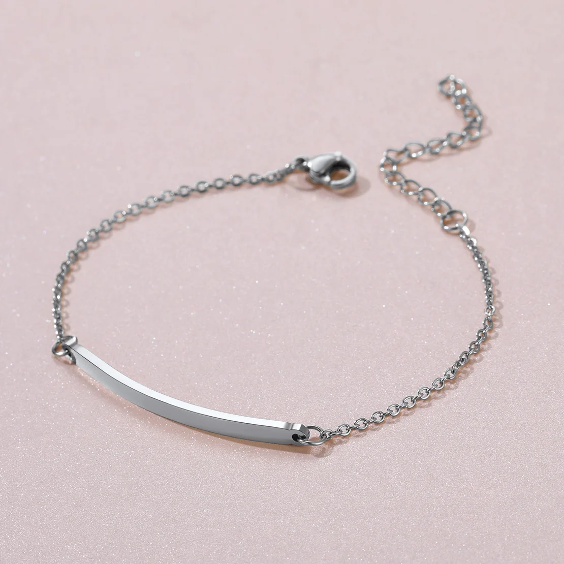 

U7 пользовательские браслеты с плоским ремешком 2,8 мм для женщин, текстовая лазерная гравировка, подвеска 6,3 + 2 дюйма, персонализированные романтические ювелирные изделия, подарок для нее