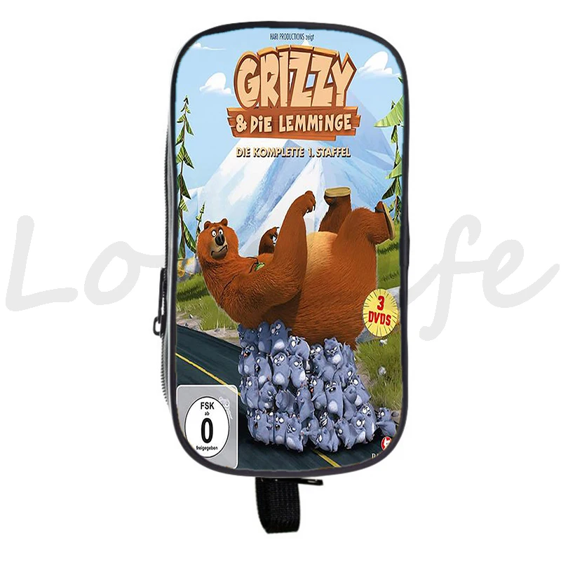 Grizzy And The Lemmings-estuche de lápices para niños y niñas, portalápices, suministros escolares, estuche de cosméticos para niños, bolsa para